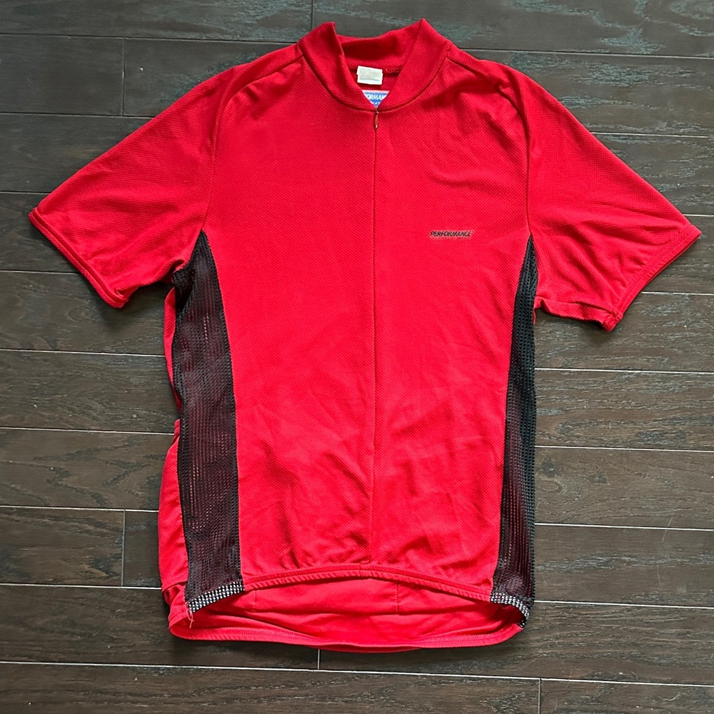 Red Cycling Jersey with Black Accents
